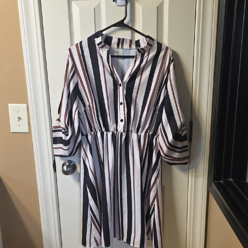 SHEIN Multicolor Striped Long Sleeve Dress